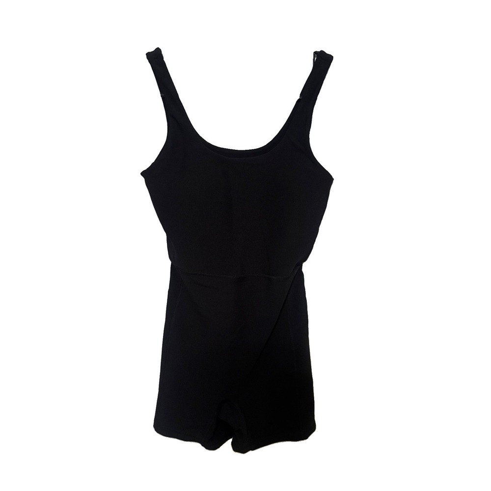 Wilo Black Rib Romper Size XS Round Neck Athletic Workout Gym
